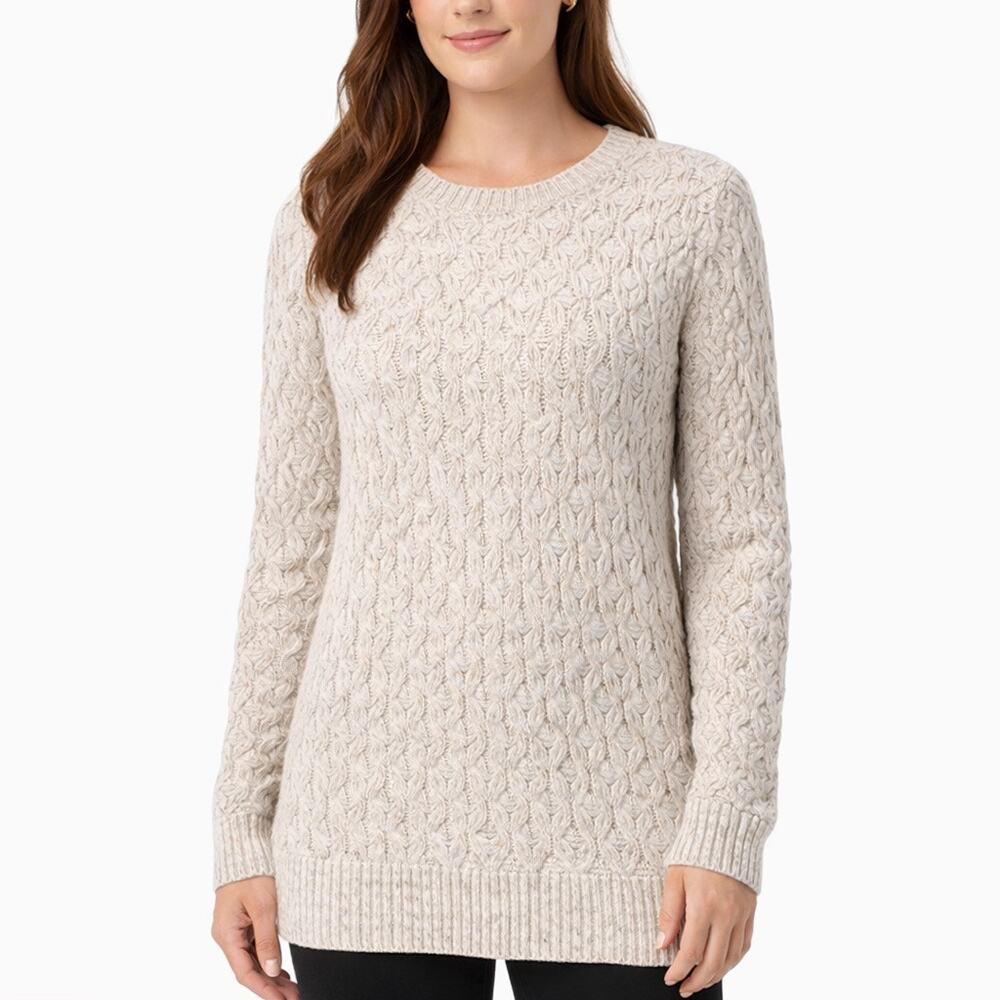 Buff Combo Cable Knit Tunic Sweater Womens XL 1326365 NWT